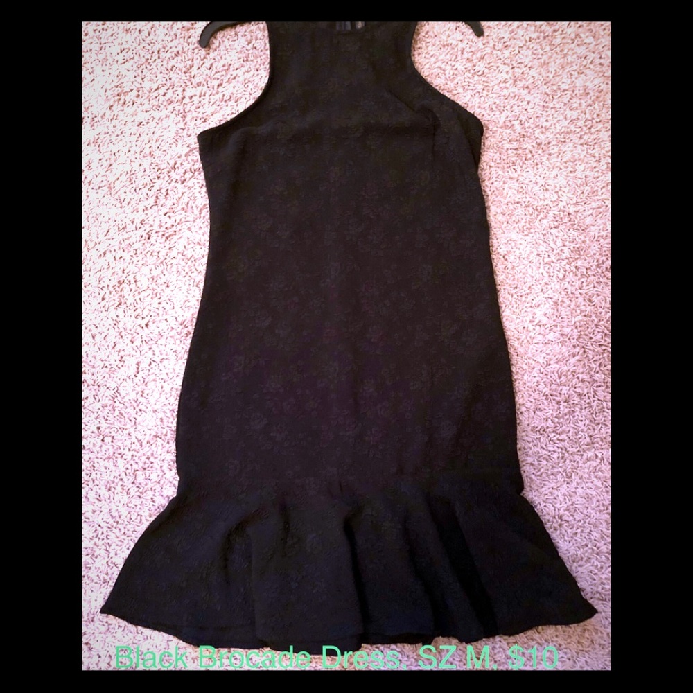 Black brocade flounce dress